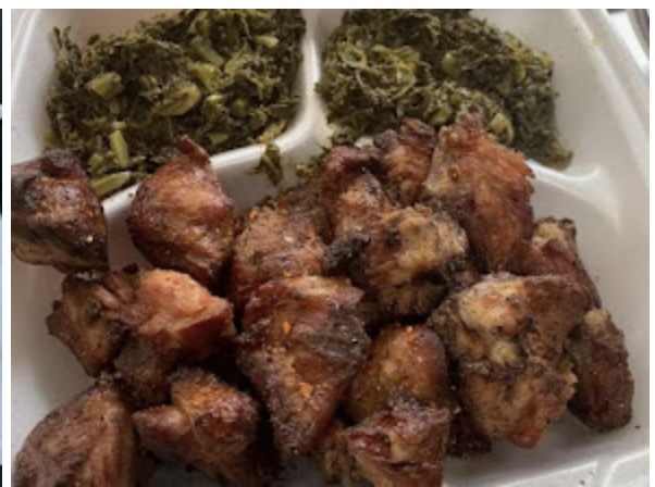 Pop's BBQ smoked chicken with greens